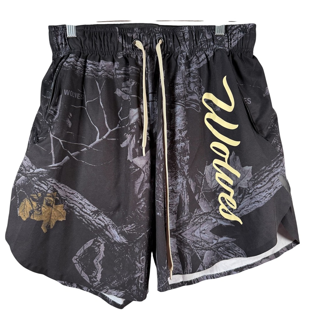 Darc Sport Civil Regime Wolves Gym Shorts Mens Large Camo Athletic Streetwear